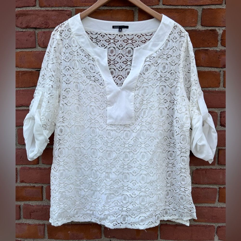 Chauncey White Ivory Lace Blouse